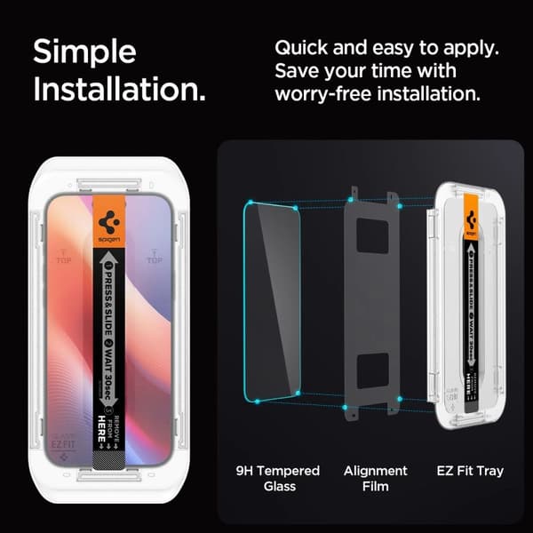 Spigen iPhone 16 Pro Screen Protector GLAS.tR EZ Fit (2-Pack)