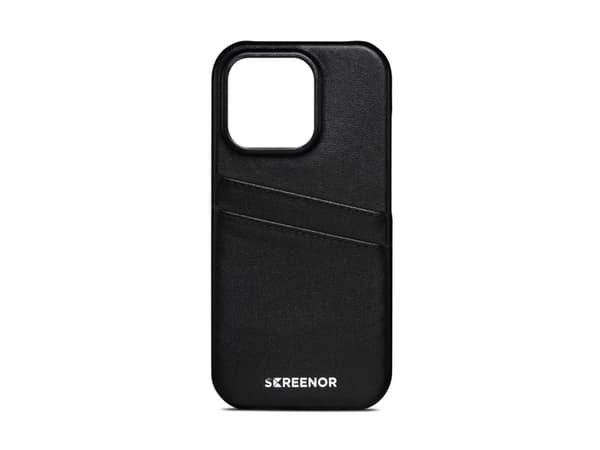 Screenor Lumo - Baksidedeksel for mobiltelefon - ekte skinn, termoplast-polyuretan (TPU) - svart - for Apple iPhone 16 Pro
