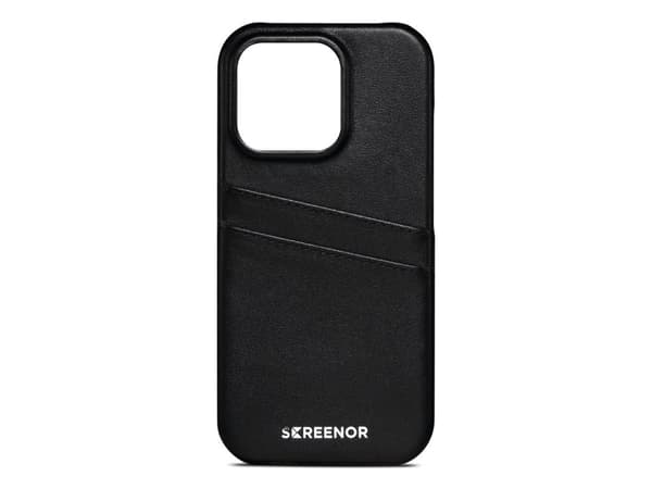 Screenor Lumo - Baksidedeksel for mobiltelefon - ekte skinn, termoplast-polyuretan (TPU) - svart - for Apple iPhone 16 Pro