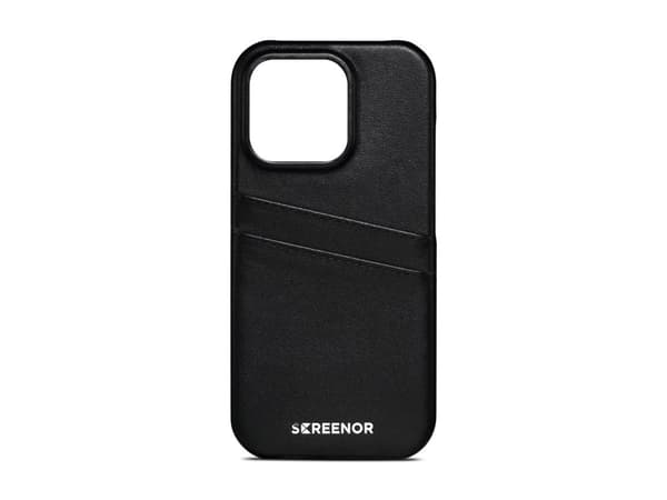 Screenor Lumo - Baksidedeksel for mobiltelefon - ekte skinn, termoplast-polyuretan (TPU) - svart - for Apple iPhone 16 Pro