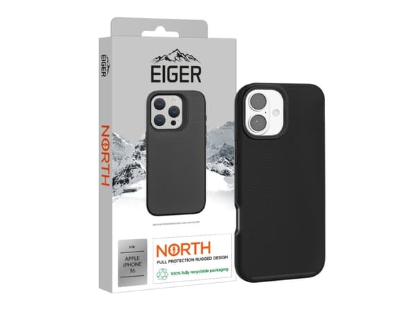 EIGER EGCA00624, Cover, Apple, iPhone 16, 15.5 cm (6.1"), Black
