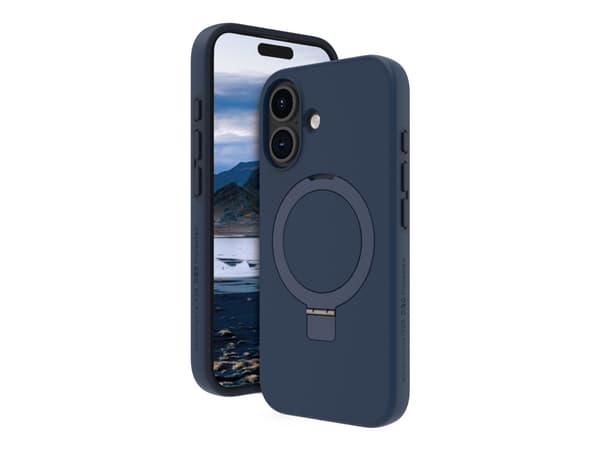 dbramante1928 Iceland Ultra - Baksidesskydd för mobiltelefon - fällbart ställ - MagSafe-kompatibilitet - D3O, plast - blå - för Apple iPhone 16 Plus