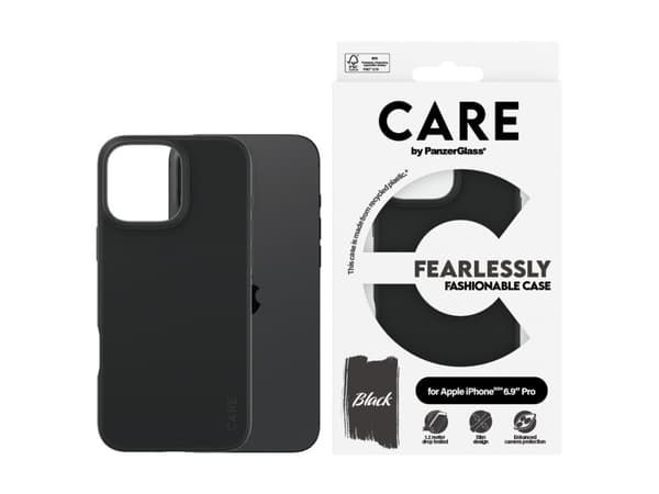 PanzerGlass CARE by ® Fashionable Case Black iPhone 16 Pro Max, Cover, Apple, Apple - iPhone 16 Pro Max, Black