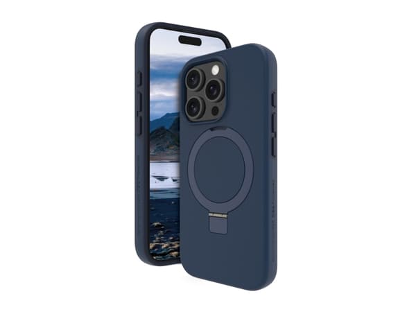 dbramante1928 Iceland Ultra - Baksidesskydd för mobiltelefon - med fällbart ställ - MagSafe-kompatibilitet - D3O, plast - blå - för Apple iPhone 16 P