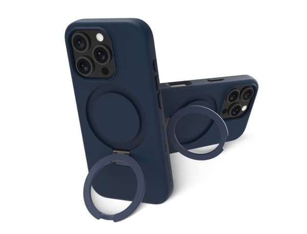 dbramante1928 Iceland Ultra - Baksidesskydd för mobiltelefon - med fällbart ställ - MagSafe-kompatibilitet - D3O, plast - blå - för Apple iPhone 16 P