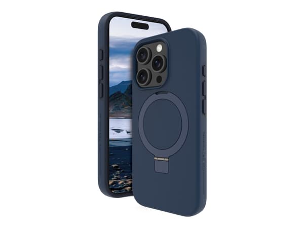 dbramante1928 Iceland Ultra - Baksidesskydd för mobiltelefon - med fällbart ställ - MagSafe-kompatibilitet - D3O, plast - blå - för Apple iPhone 16 P