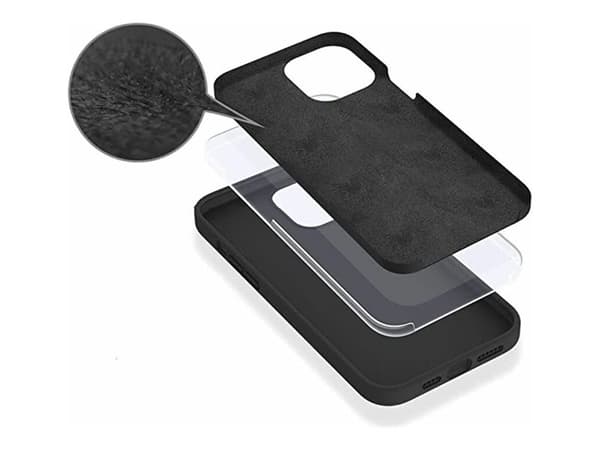 eSTUFF Infinite Riga - Baksidedeksel for mobiltelefon - MagSafe-samsvar - polykarbonat, silikon - svart - for Apple iPhone 14 Pro