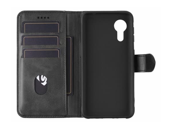 eSTUFF WALES - Vikbart fodral för mobiltelefon - polyuretan (PU) - svart - för Samsung Galaxy XCover7