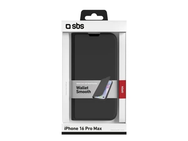 SBS lommebokstativ iPhone 16 Pro Max svart
