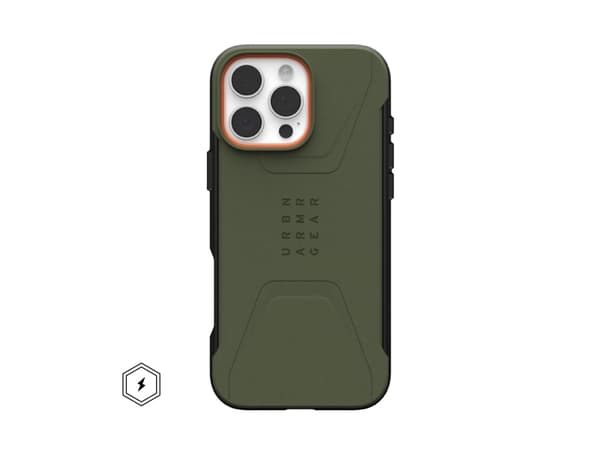 Urban Armor Gear Civilian, suojakuori, Apple, iPhone 16 Pro Max, 16 cm (6.3"), Oliven