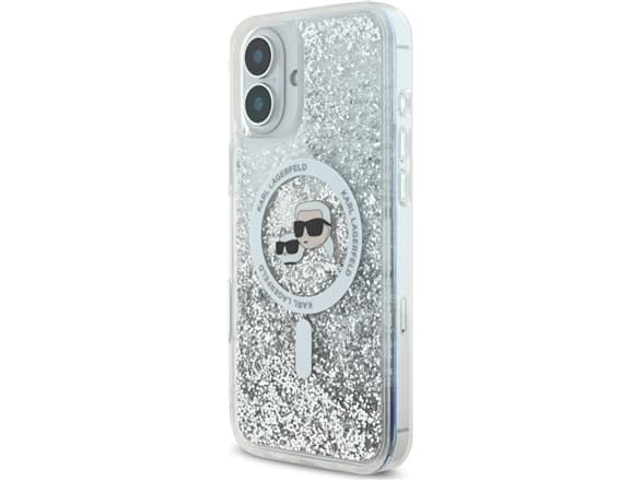 Karl Lagerfeld Liquid Glitter Karl & Choupette Head Magsafe Apple iPhone 16 Plus kotelo