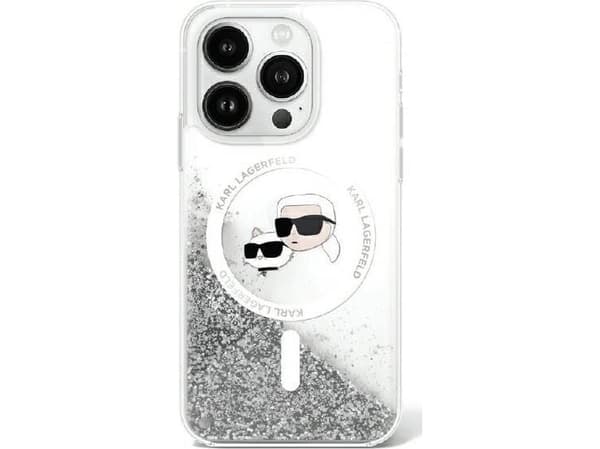 Karl Lagerfeld Liquid Glitter Karl &amp; Choupette Head Magsafe Apple iPhone 16 Plus kotelo