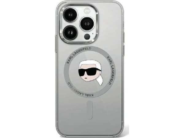 Karl Lagerfeld IML Metal Karl Head MagSafe Apple iPhone 16 Pro-deksel - telefondeksel i svart farge