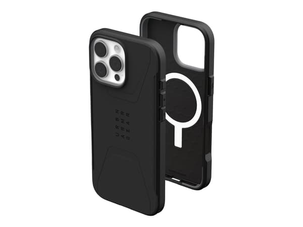 UAG Civilian Series - Baksidesskydd för mobiltelefon - MagSafe-kompatibilitet - svart - för Apple iPhone 16 Pro Max