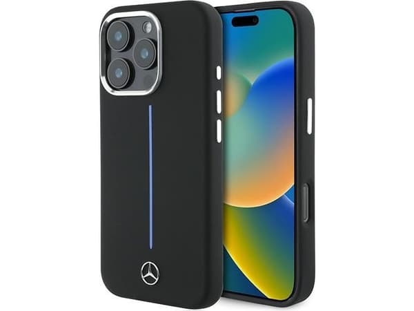 Mercedes Silikon telefondeksel i blå farge Stripe MagSafe Apple iPhone 16 Pro Max - telefondeksel i svart farge
