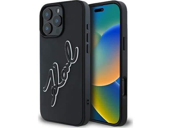 Karl Lagerfeld KLHCP16L3DRKSDLK iPhone16 Pro 6.3" black hardcase 3D Rubber Bicolor Signature