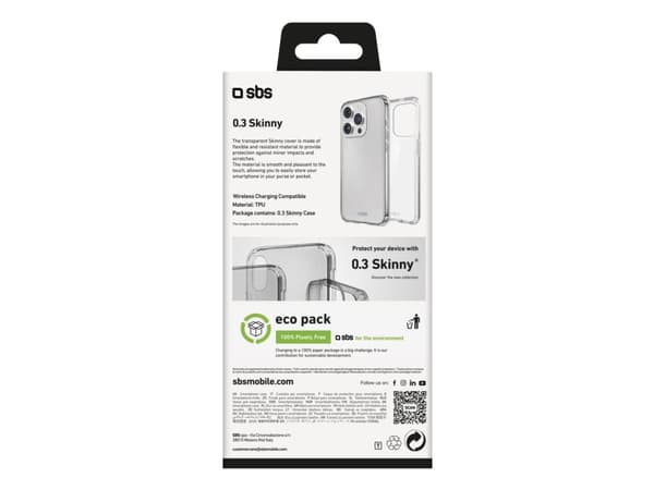 SBS TESKINIP1661T, Etui, Apple, iPhone 16, 15,5 cm (6.1"), Gjennomsiktig