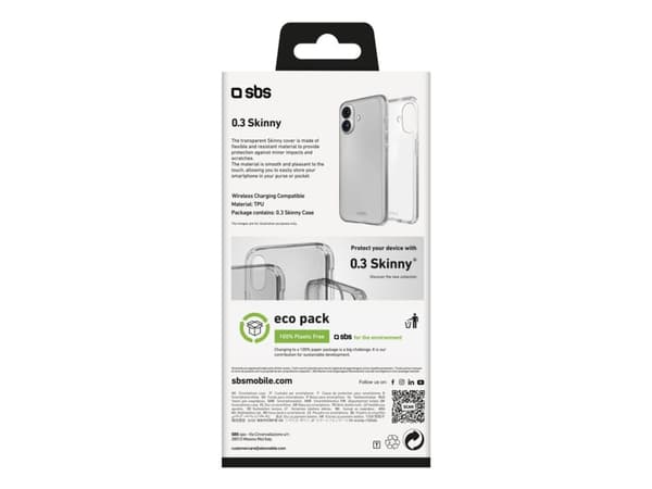 SBS TESKINIP1667T, Etui, Apple, iPhone 16 Plus, 17 cm (6.7"), Gjennomsiktig