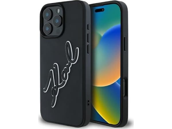 Karl Lagerfeld KLHCP16X3DRKSDLK iPhone16 Pro Max 6.9" black hardcase 3D Rubber Bicolor Signat