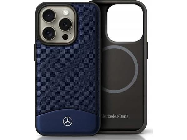 Mercedes MEHMP16X23RBARV iPhone 16 Pro Max 6.9" navy hardcase Textured And Plain Leather MagSafe