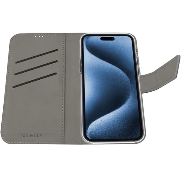 Celly Wally lommebokveske til iPhone 16 Pro Svart