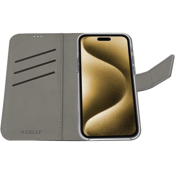 Celly Wally lommebokveske til iPhone 16 Plus svart