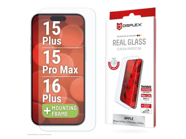Displex 02013, Apple, iPhone 15 Plus/15 Pro Max/16 Plus, Tørr påføring, Skittbestandig, Slagbestandig, Ripebestandig, Gjennomsiktig, 1 stykker
