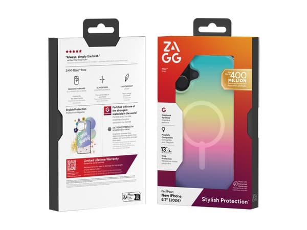 ZAGG Milan Snap - Baksidedeksel for mobiltelefon - MagSafe-samsvar - grafen - iriserende - for Apple iPhone 16 Plus