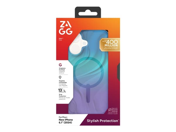 ZAGG Milan Snap, kansi, Apple, iPhone 16, 15,5 cm (6,1"), sininen, violetti