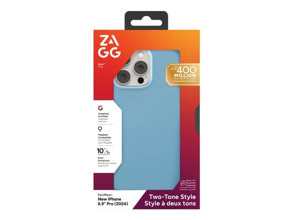 Zagg SoHo Snap - Baksidesskydd för mobiltelefon - MagSafe-kompatibilitet - grafen, termoplastisk polyuretan (TPU) - blå - för Apple iPhone 16 Pro Max