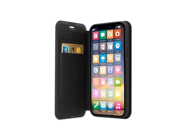 Screenor Clever - Vikbart fodral för mobiltelefon - eco-läder, termoplastisk polyuretan (TPU) - svart - för OnePlus Nord 4