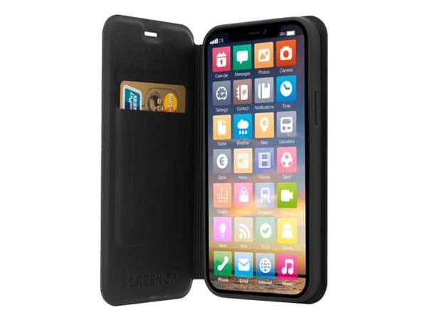 Screenor Clever - Vikbart fodral för mobiltelefon - eco-läder, termoplastisk polyuretan (TPU) - svart - för OnePlus Nord 4