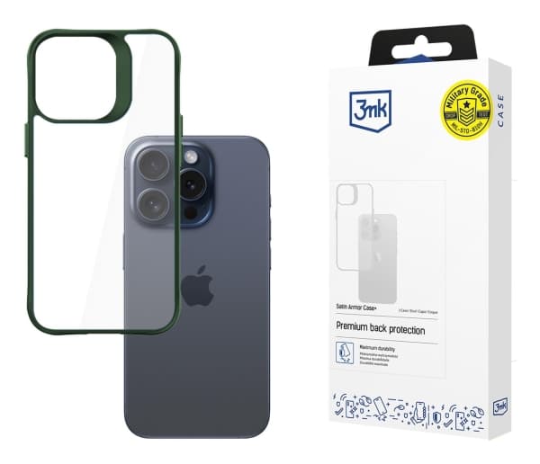 Deksel 3MK Satin Armor Deksel+ iPhone 15 Pro grønn/grønn