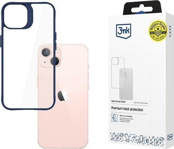 3MK Satin Armor Case+, Omslag, Apple, iPhone 14, 15,5 cm (6.1"), Blå, Transparent