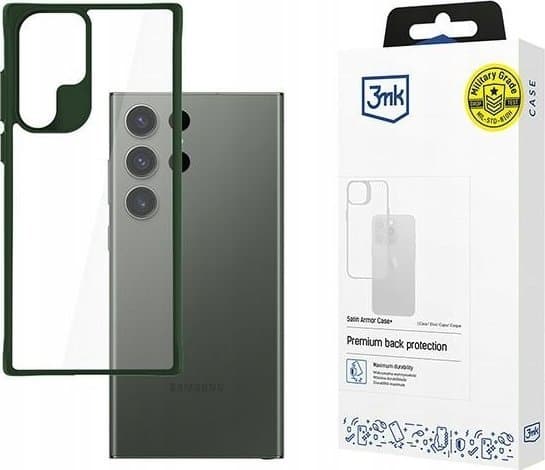 3MK Satin Armor Case+, Omslag, Samsung, Galaxy S24 Ultra, 17,3 cm (6.8"), Grön, Transparent