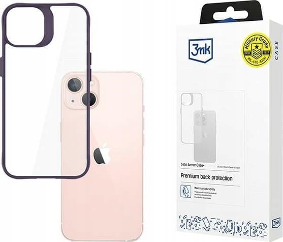 3MK Satin Armor Case+, Omslag, Apple, iPhone 14, 15,5 cm (6.1"), Lila, Transparent