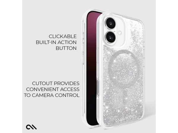 Case-mate CM054596, Cover, Apple, iPhone 16, 15.5 cm (6.1"), Silver, Transparent