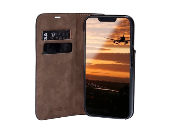 JT BERLIN BookCase Tegel, Folio, Apple, iPhone 16 Plus, 17 cm (6.7"), Sort