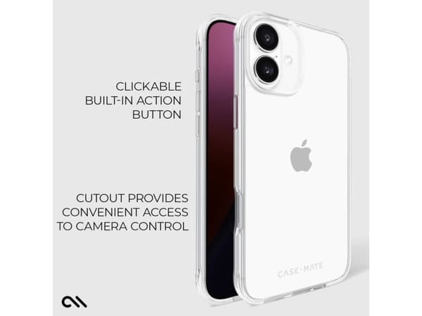 Case-mate Tough Clear, Cover, Apple, iPhone 16 Plus, 17 cm (6.7"), Transparent