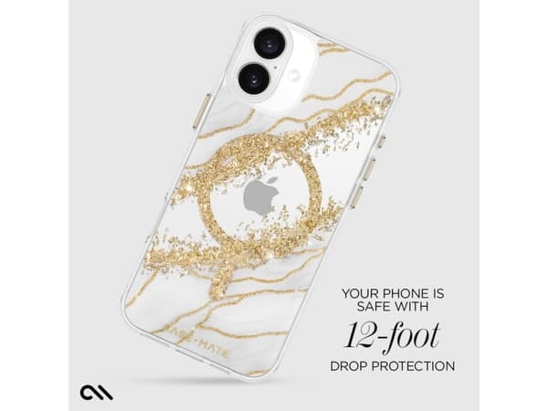 Case-mate CM054724, Cover, Apple, iPhone 16 Plus, 17 cm (6.7"), Gold, Transparent, White