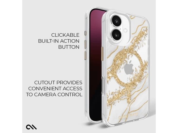 Case-mate CM054724, Cover, Apple, iPhone 16 Plus, 17 cm (6.7"), Gold, Transparent, White