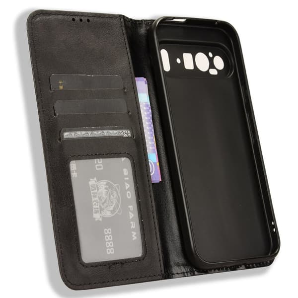 För Google Pixel 9 Pro XL Plånboksfodral Exklusivt Svart