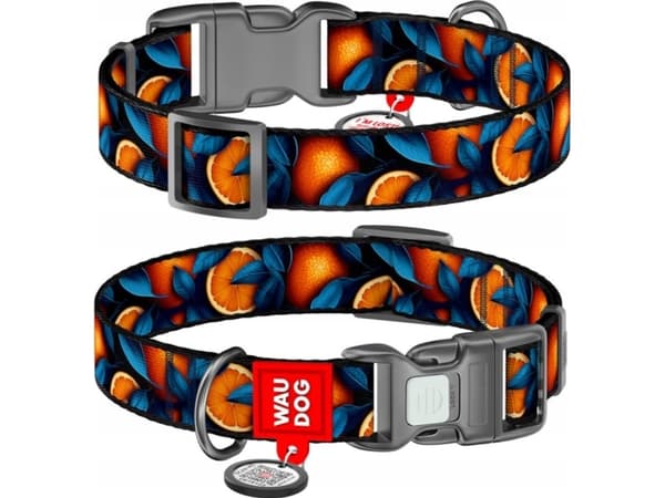 Halsbånd WAU HUNDE NYLON Halsbånd med QR ADRESSETAG 15mm/25-35cm ORANSJE