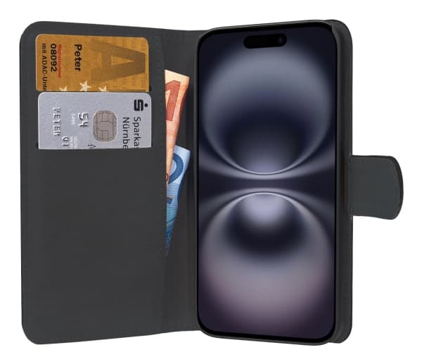 PEDEA 50160990, Plånbok, Apple, iPhone 16 Plus, 17 cm (6.7"), Svart