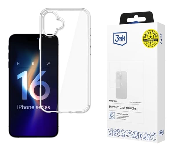 3MK Armor Case, Omslag, Apple, iPhone 16 Plus, 17 cm (6.7"), Transparent