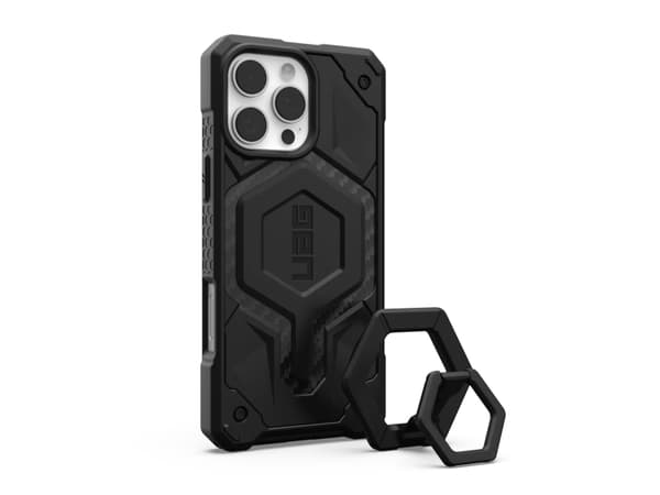 UAG UAG Monarch Pro Magsafe Bundle - beskyttelsesdeksel for iPhone 16 Pro Max kompatibel med MagSafe og magnetisk ringstativ (karbonfiber / svart)