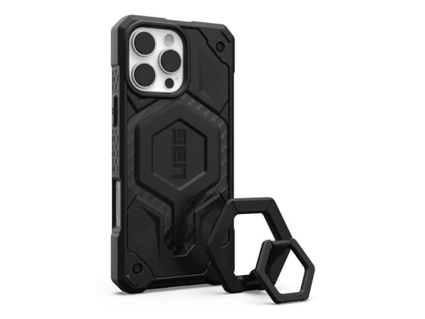 UAG UAG Monarch Pro Magsafe Bundle - beskyttelsesdeksel for iPhone 16 Pro Max kompatibel med MagSafe og magnetisk ringstativ (karbonfiber / svart)