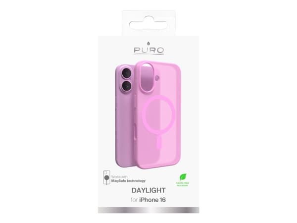 PURO Daylight, Cover, Apple, iPhone 16, 15.5 cm (6.1"), Pink, Translucent