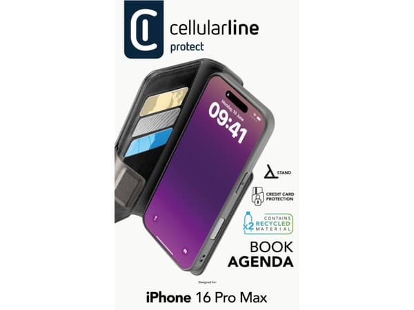 Cellularline 8018080483561, Folio, Apple, iPhone 16 Pro Max, 17.5 cm (6.9"), Black