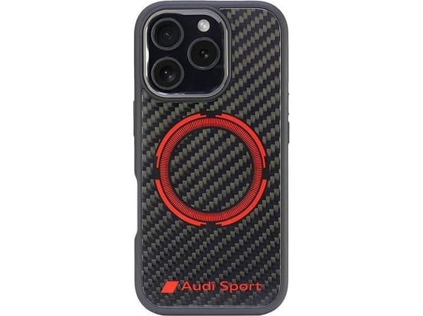 Audi Audi Carbon Fiber Sport Red Circle MagSafe iPhone 16 Pro 6.3" czarny/black hardcase AUS-TPUPCMIP16P-RSQ/D5-BK